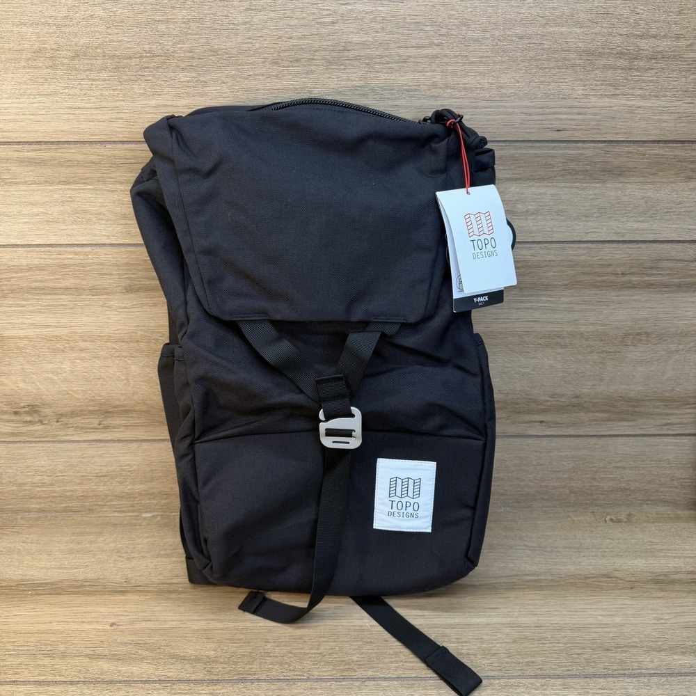 Topo Designs Y-Pack Laptop Flap Backpack Daypack Hiking Black New